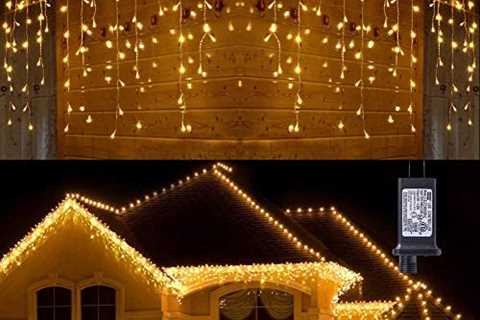 Toodour Christmas Icicle Lights Outdoor, 360 LED 29.5ft 8 Modes Fairy Icicle String Lights with 60..