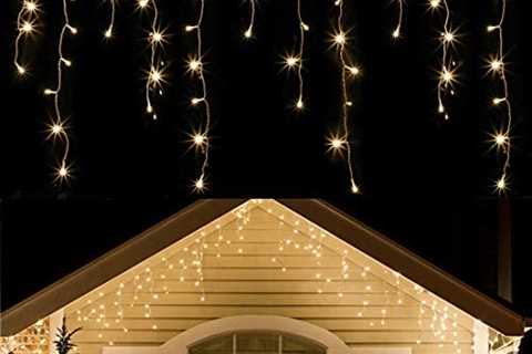 WATERGLIDE 360 LED Christmas Iciclelights Outdoor Dripping Ice Cycle String Light, 29.5ft 8 Modes..