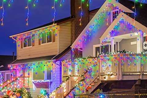 RealPlus 33ft 456 LED Christmas Icicle Lights Outdoor Color Changing, String Lights 8 Modes..