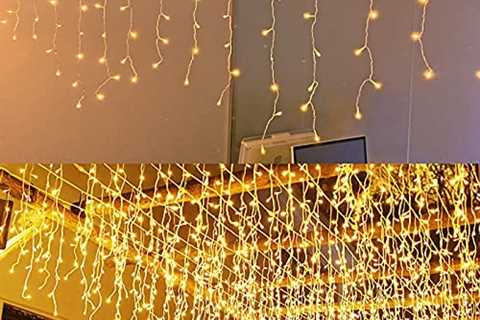 JIAMEIYI LED Icicle Lights, Curtain Fairy Hanging Lights String 8 Modes 13FT 96 LEDs Christmas..