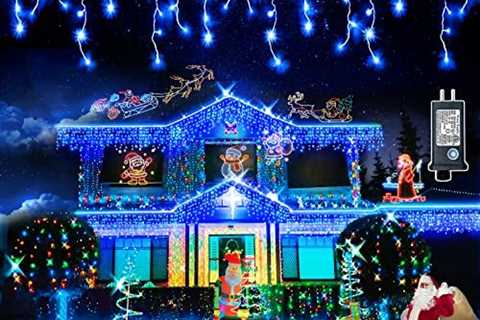 Icicle Christmas Lights Outdoor 640 LED 66FT Icicle Lights,8 Modes String Lights Plug in Waterproof ..