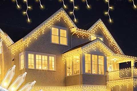 Beewin 200 Christmas Icicle Lights, Warm White Clear Bulbs with 23FT Long White Wire, Professional..