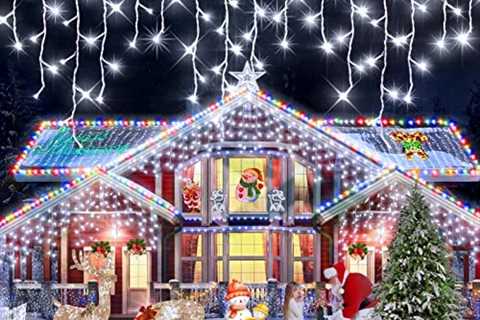 Maojia 99FT Christmas Lights Outdoor Decorations – 1216LEDs 8 Modes Curtain Fairy Lights with 228..