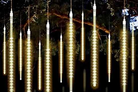 AMeek Christmas Lights Outdoor – Meteor Shower Icicle Lights 192 LED 8 Tubes Luces de Navidad para..