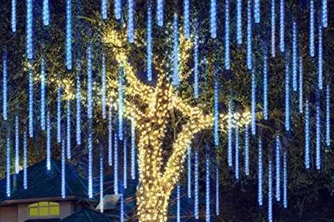Joiedomi Christmas Meteor Shower Lights Falling Rain Drop Icicle String Lights 240 LEDs 8 Tube..