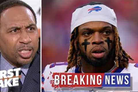 FIRST TAKE | Stephen A. BREAKING GOOD NEWS Bills'' Damar Hamlin holding hands with family and..